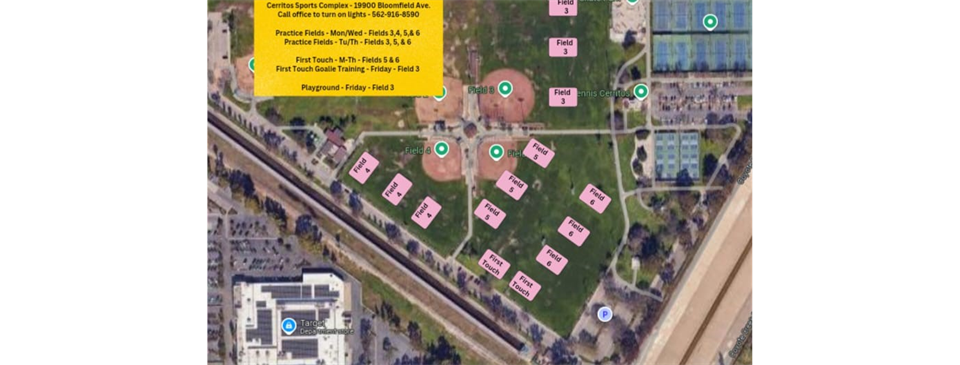 Cerritos Sports Complex Training Map